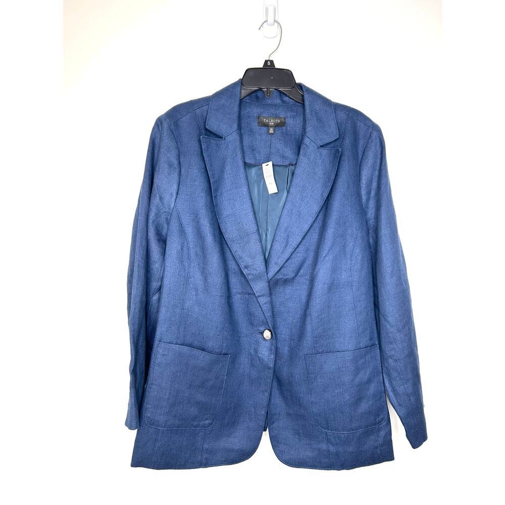 Talbots Royal Blue Linen-Blend Single-Button Blazer